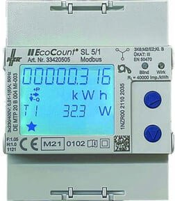NZR Elektrischer Hutschienenzähler MID EcoCount SL Modbus 5/1A in Weiß (33420505) - Bild 1