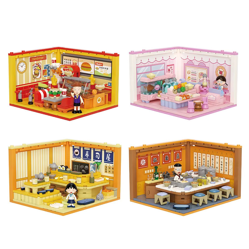 Weekit Chibi Maruko-chan Sushi Bar Baustein-Set, Mehrfarbiges Modellspielzeug aus Kunststoff - Bild 2