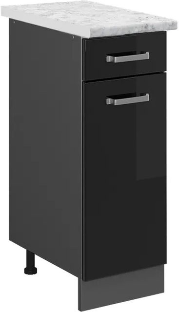 Vicco R-Line Schubladenschrank für die Küche in Schwarz Hochglanz mit Marmor-Optik, B/T/H: 30,0 x 46,0 x 81,6 cm - Bild 1