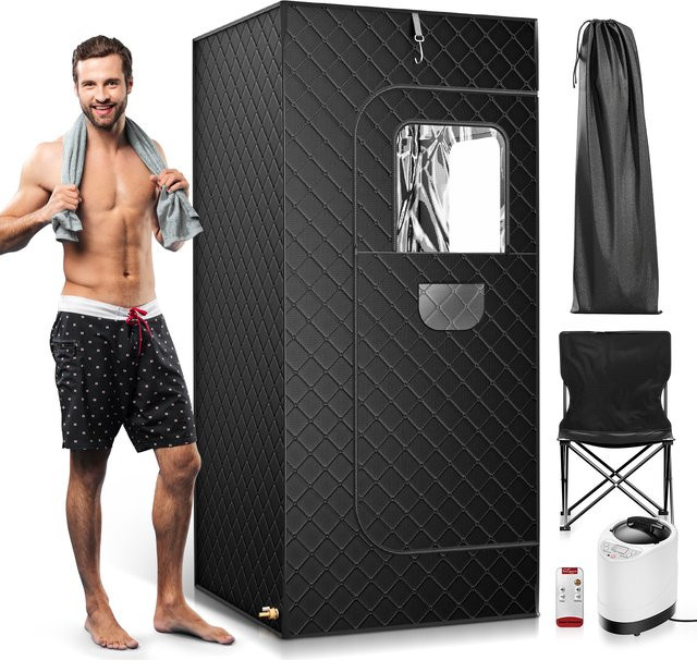 1000 W Ganzkörper-Dampfsauna-Set für zu Hause in Rot mit 3 l Dampftopf, Ein-Personen-Sauna mit Fernbedienung zur Temperatur- und Zeitsteuerung - Bild 1