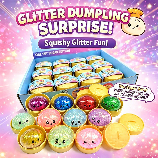 hairun Glitzer-Dumpling Ultra Rare Glitter Hidden Edition Dumplings, Sensorischer Dampfgarer, Weiches Fidget-Spielzeug TPR Teigball zur Stresslinderung - Bild 1