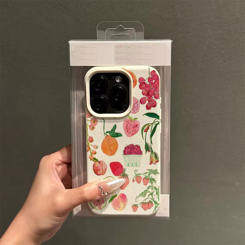 Handyhülle mit Litschi-Fruchtprint für Apple iPhone 17, 16, 15 Pro Max Plus Series in Multicolor und Beige - Bild 3