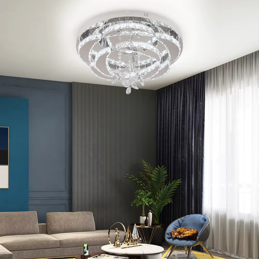 VETRULUS Luxus K9 Kristall Kronleuchter Moderne LED Deckenlampe als dimmbarer Anhänger für Wohnzimmer und Esszimmer in Transparent mit warmweißem Licht - Bild 4