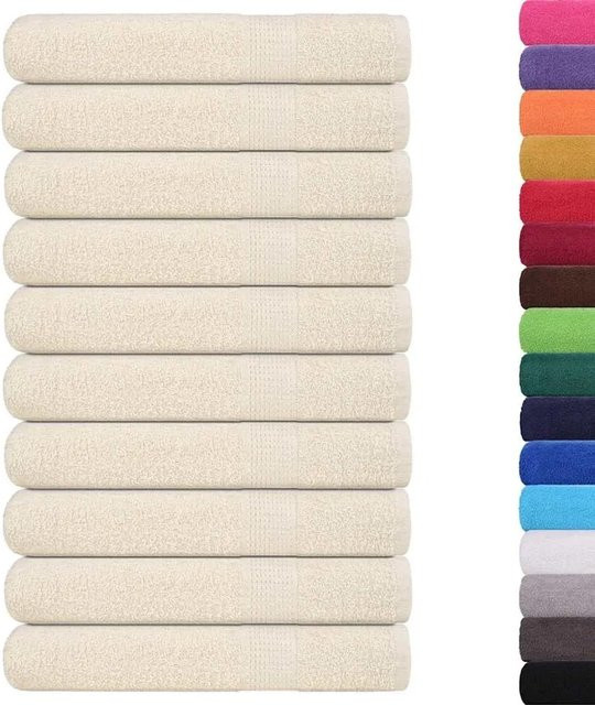 vidaXL Saunatücher 10er Set aus 100% Baumwolle in Creme/Beige, B/L: 80 x 200 cm, 360 g/m² - Bild 1