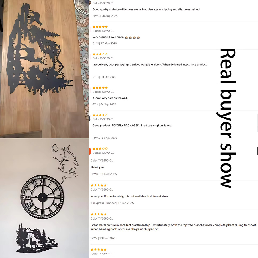 CIFBUY Wanddekoration aus Schmiedeeisen Hirschwald Silhouette in Schwarz als moderne minimalistische Metallkunst - Bild 6