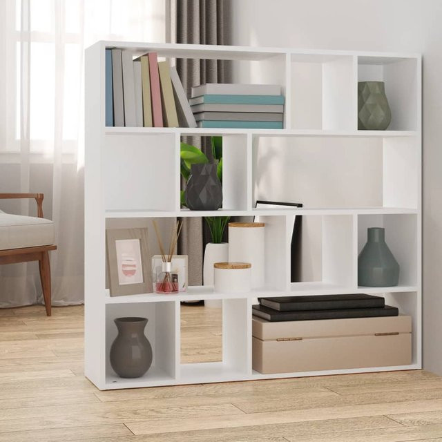 vidaXL Bücherregal und Raumteiler in Weiß, B/T/H: 105 x 24 x 102 cm - Bild 2