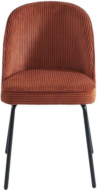 Alpali Stuhl Vintage in Terracotta mit Cord-Sitzfläche und Metallgestell - Bild 1