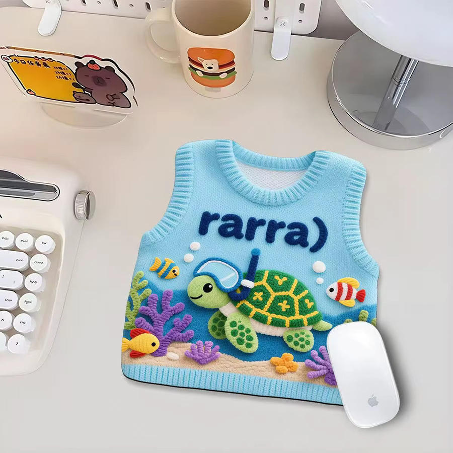 Mairuige Mauspad mit Cartoon-Pullover-Print in Multicolour, rutschfeste Kawaii Schreibtischunterlage für Büro und Zuhause - Bild 1