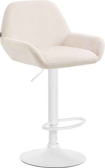 CLP Barhocker Braga in Beige mit Samtbezug und Metallgestell, höhenverstellbar und 360 Grad drehbar - Bild 1
