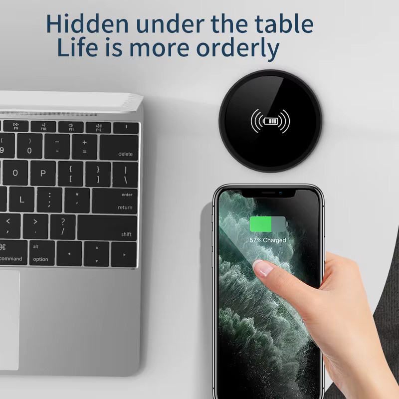VIKEFON Kabelloses Desktop-Einbau-Ladegerät in Schwarz für schnelles induktives Laden von iPhone, Samsung, Huawei, Xiaomi und Oppo - Bild 2