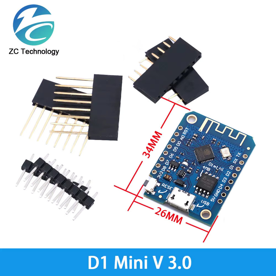 D1 Mini ESP8266 ESP-12F V3 NodeMCU Entwicklung Board mit USB-C Anschluss und CH340G in Blau - Bild 2