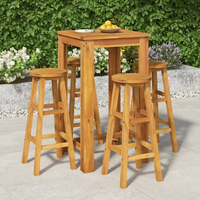 vidaXL 5-tlg Garten-Essgruppe aus Akazien-Massivholz in Braun, modern und geölt, B/T/H: 60 x 60 x 105 cm - Bild 2