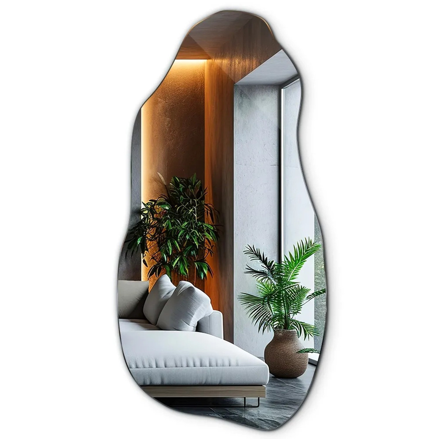 Tulup Wandspiegel in organischer Form, asymmetrischer Designerspiegel, B: 50 cm, H: 100 cm - Bild 2