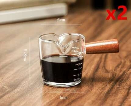 Hitzebeständiges Glas-Milchkännchen mit Massivholzgriff und Doppelmund von Yiran Furniture, transparent, 100 ml - Bild 1