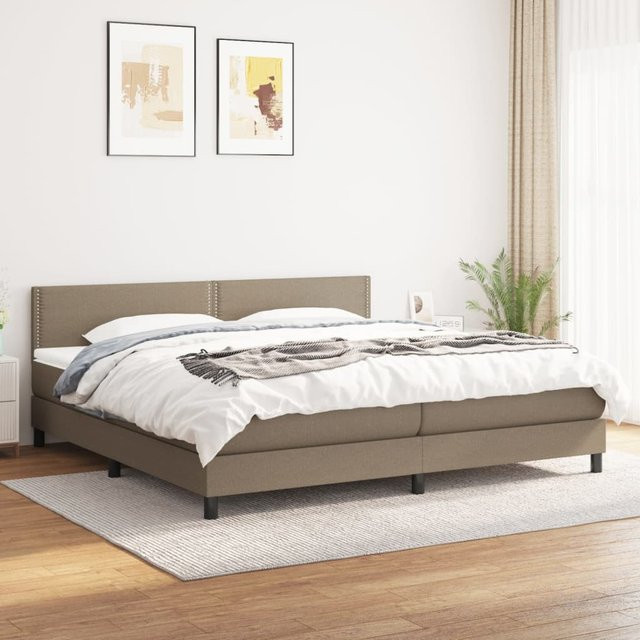 vidaXL Boxspringbett Hybrid mit Matratze und Taschenfederkern, Farbe: Taupe/Beige/Grau, B/T/H: 200 x 200 cm - Bild 3