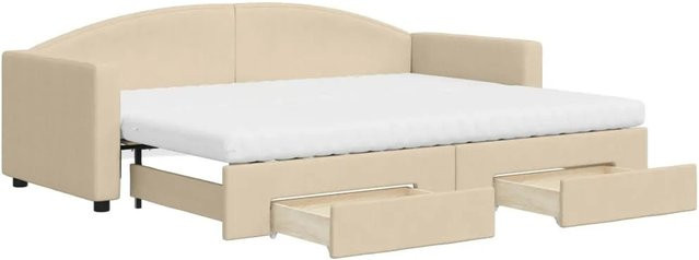 vidaXL Tagesbett ausziehbar mit Schubladen in Beige, B/T/H: 80 x 200 x 75 cm - Bild 1