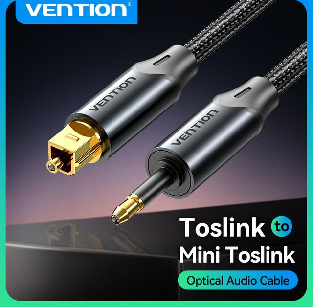Vention Toslink SPDIF Koaxialkabel mit 3,5 mm Klinke als digitales optisches Audiokabel in Schwarz - Bild 1
