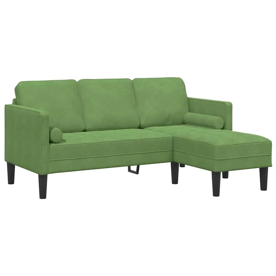vidaXL Ecksofa in Grün mit Kissen aus Samtstoff und Polyester, L-Form modern - Bild 2