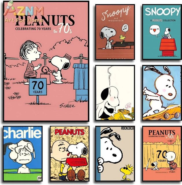 Kayou Snoopy Cartoon Leinwandposter im Vintage-Stil, Mehrfarbiges Wandbild für dein Wohnzimmer - Bild 1