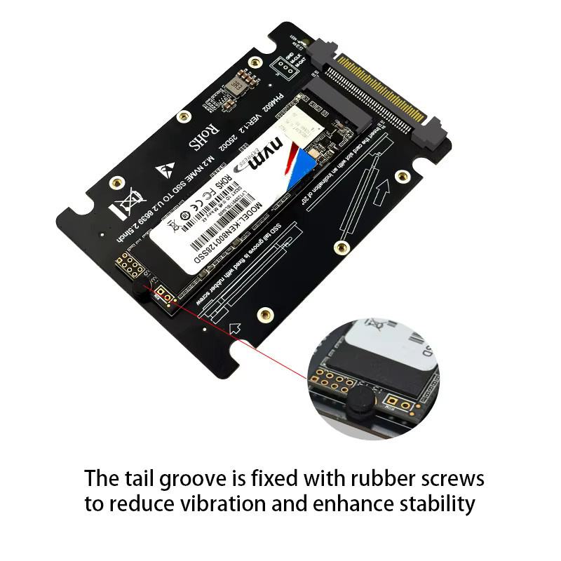 RGEEK M.2 NVMe zu U.2 SFF-8639 Adapter Karte, PCIe 4.0 Gen4 SSD Erweiterungskarte für M Key, Schwarz - Bild 6
