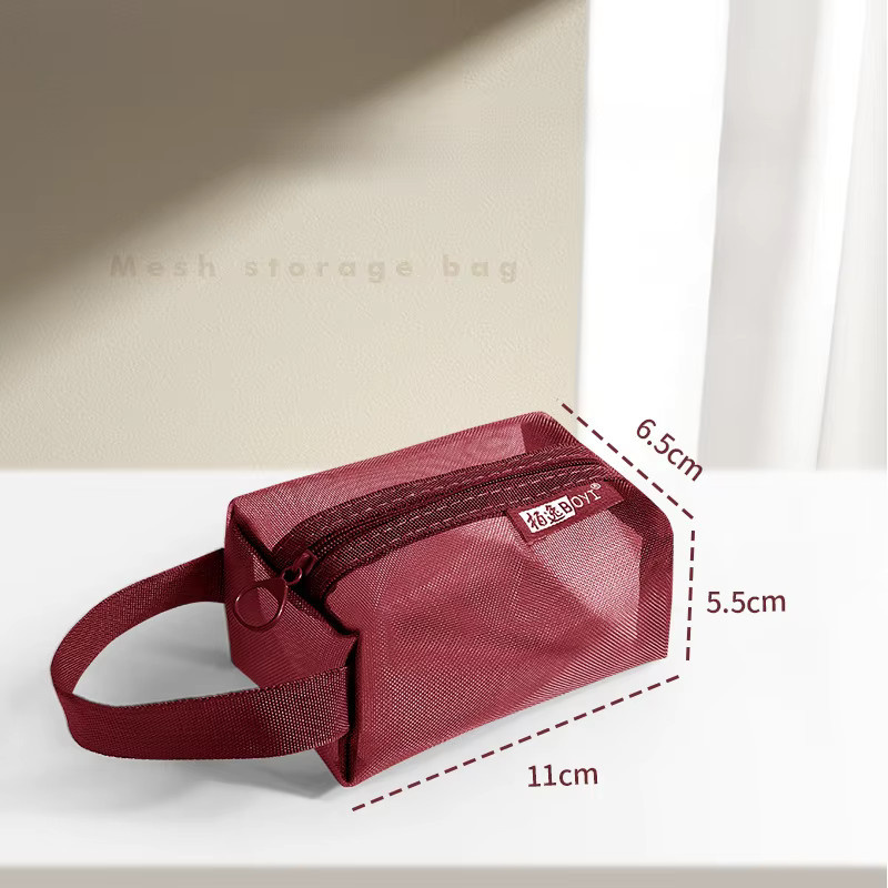 Transparente Netz-Stifttasche in Grün im koreanischen Stil als Schreibwaren-Tasche und Make-up-Beutel - Bild 4