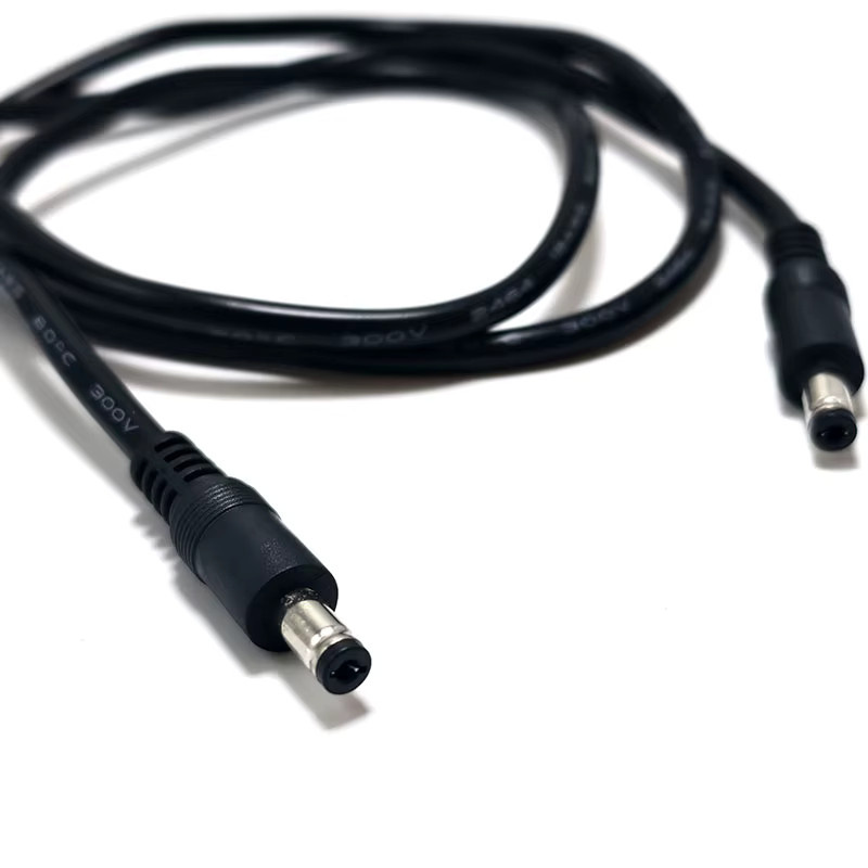 JCD DC5,5 x 2,1 mm Adapterleitung auf DC5,5 x 2,1 mm Stecker auf Stecker, 18AWG, Schwarz, Länge: 5,5 m - Bild 2