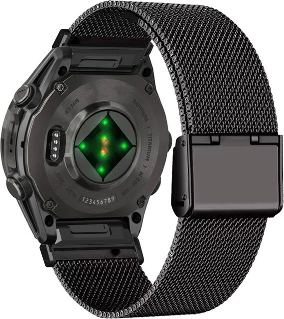 DAINU Armband aus Edelstahlgewebe für Garmin Fenix 8 43 mm, Fenix 5S und Fenix 5S Plus in Silber oder Schwarz - Bild 1