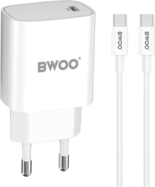 BWOO CDA159 Netzladegerät mit USB-C Kabel, 20W, 3A, Weiß - Bild 1