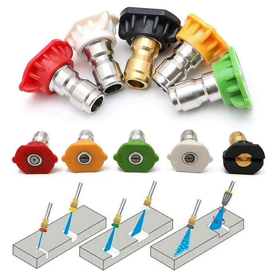 DAZZLEEX 5er Set Hochdruckreiniger Sprühdüsen mit 1/4 Zoll Schnellkupplung und Adapter für Wasserpistolen, Multicolor - Bild 2