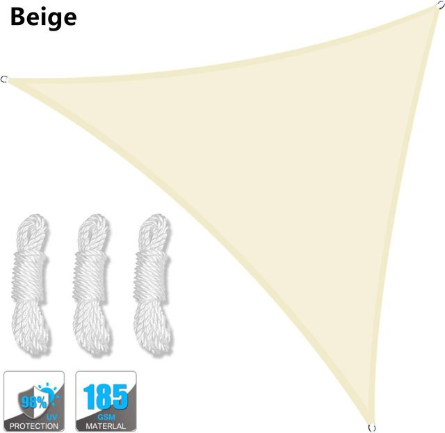 Treasure Yard Sonnensegel Dreieckig in Beige mit UPF 50+ aus Polyester, B/T/H: 5 x 5 x 5 m und 2 x 2 x 2 m - Bild 1