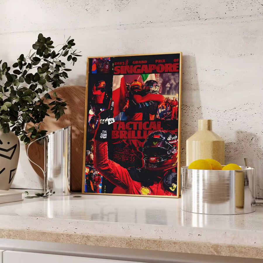 Selbstklebendes Wandbild Racing C-Carlos Chilis S-Sainz Poster als wasserdichter Kunst Aufkleber in Mehrfarben - Bild 6