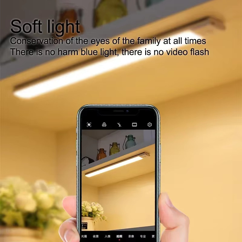 LINYILIGHT LED Unterbauleuchte mit Bewegungsmelder, wiederaufladbare kabellose Schrankbeleuchtung in Weiß für Küche und Schlafzimmer - Bild 5