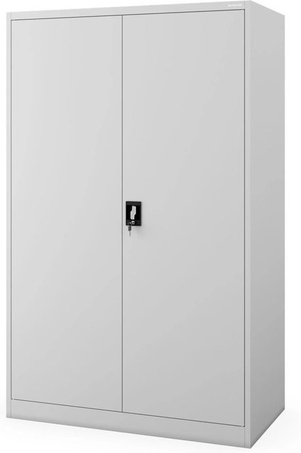 JAN NOWAK Metall-Büroschrank JAN II D600 Grau mit verstellbaren Regalböden und Schloss, H x B x T: 185 x 115 x 60 cm - Bild 1