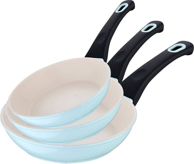 SAN IGNACIO Pfannenset MENORCA aus Aluminium in Blau, 3-teilig mit Antihaftbeschichtung - Bild 1