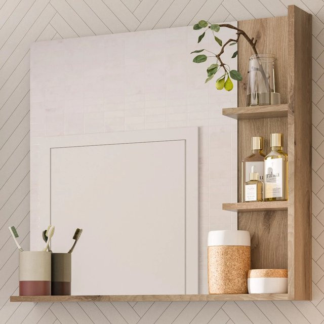 Badspiegel Tomaso von Inn.Furn in Eiche Braun mit Regal, Breite: 79 cm, Höhe: 73 cm - Bild 1
