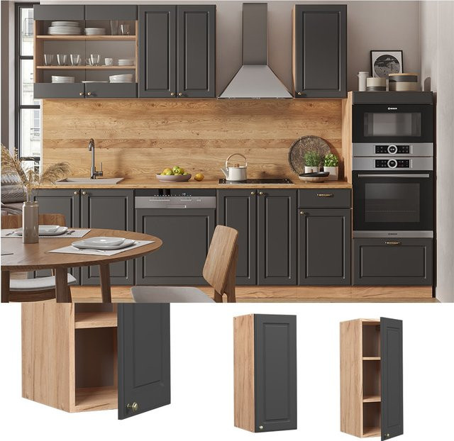 Vicco Hängeschrank Fame-Line Küchenschrank Landhaus Eiche Anthrazit-Gold B/T/H: 30 x 34,1 x 72 cm - Bild 1