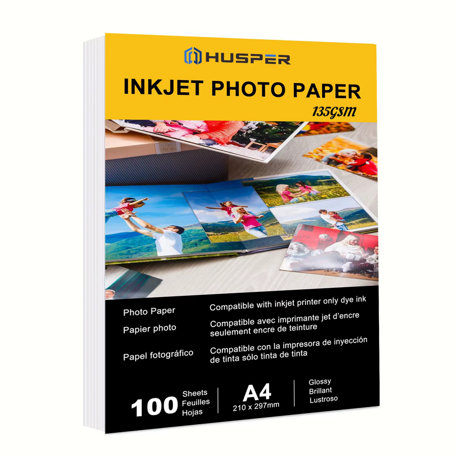 HUSPER Fotopapier A4, 100 Blatt, glänzend weiß, 135 g/m2, für Inkjet-Drucker - Bild 5