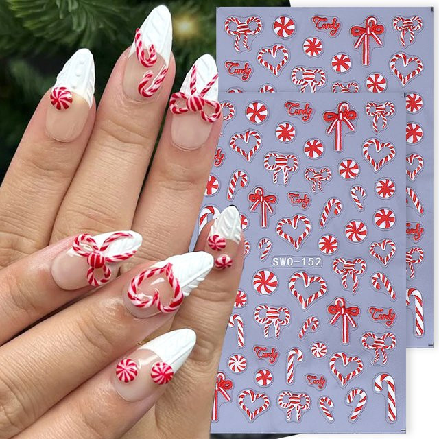 SWEET TREND Nagelaufkleber Candy Cane Design, Matt, 2 Stück - Bild 1