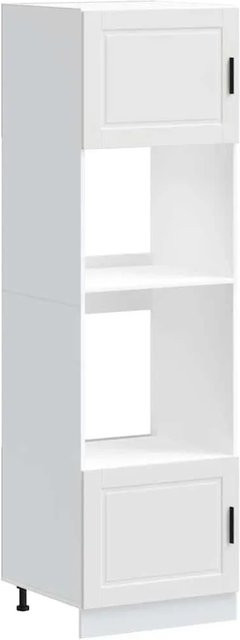 2er Set vidaXL Herdumbauschränke Porto in Weiß, freistehend mit Scharniertüren und Regalfächern, B/T/H: 60 x 57 x 207 cm - Bild 1