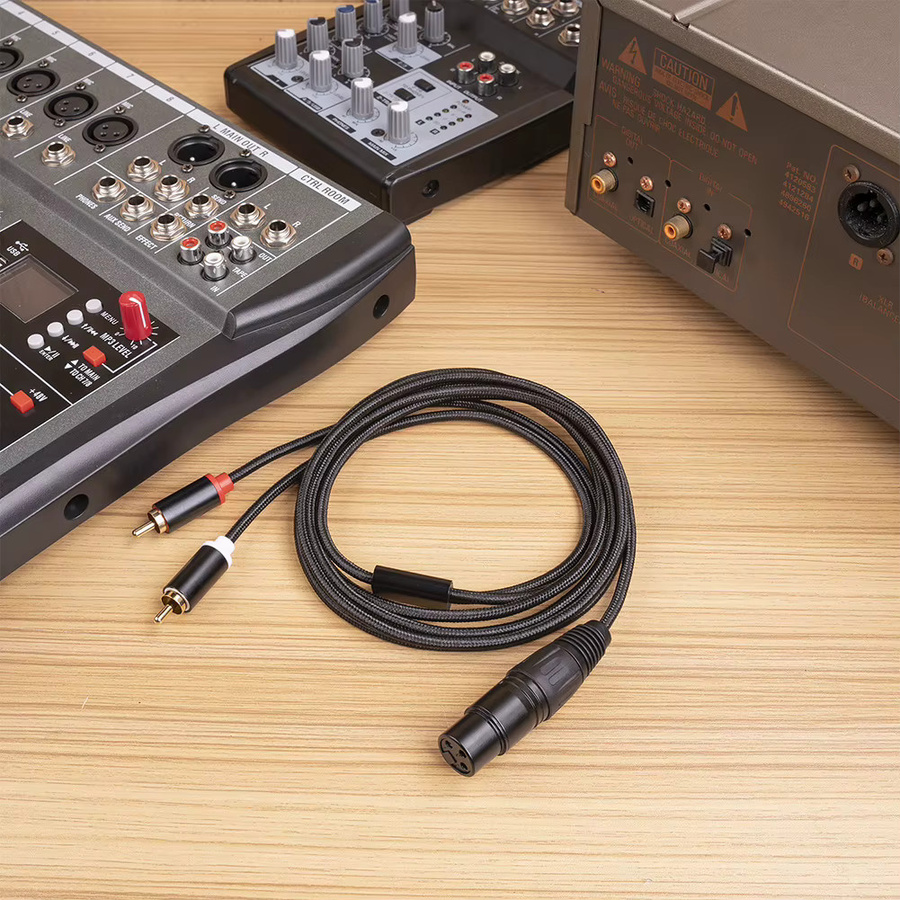 ALLOYSEED Stereo-Audiokabel XLR-Buchse auf Dual-RCA-Stecker in Schwarz zur Anti-Interferenz für Mischpult, Leistungsverstärker und Mikrofon - Bild 2