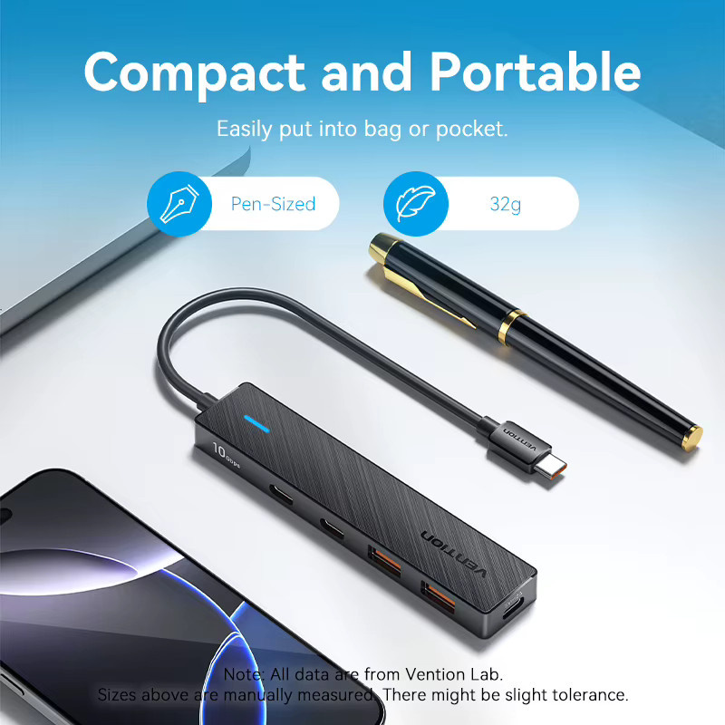 Vention USB-C Hub mit 4 USB 3.2 Gen 2 Ports und 10 Gbit/s Übertragungsrate für MacBook Pro Air M1 und Laptop - Bild 2