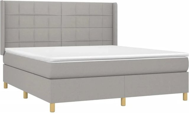 vidaXL Boxspringbett mit Matratze und LED-Beleuchtung in Hellgrau, Hybrid-Bett mit USB-Anschluss und Kopfteil, B/T/H: 160 x 200 x 118 cm - Bild 1