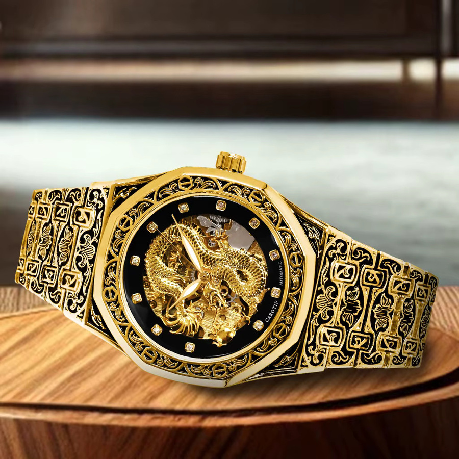 Armbanduhr Automatik, Edelstahl, Gold, Schwarz, Herren - Bild 4