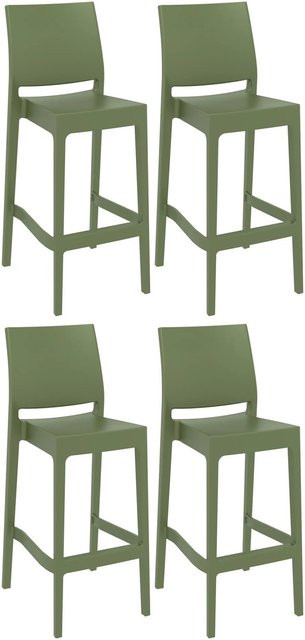 CLP 4er Set Barhocker Maya aus Kunststoff in Olivgrün, stapelbar und modern - Bild 1