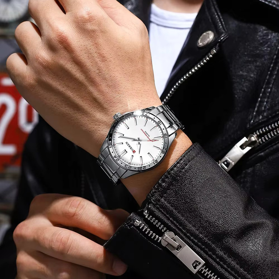 CURREN Armbanduhr, Quarz, Edelstahl, Silber, Herren, Leuchtzeiger - Bild 3