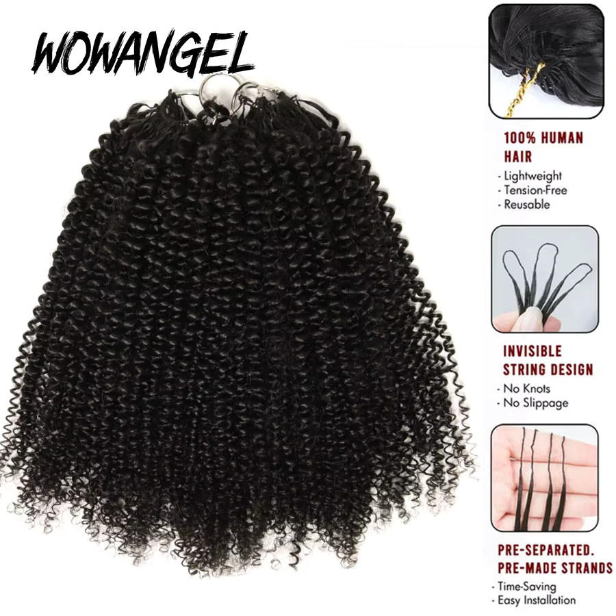 wowangel Afro Kinky Curly Feather Crochet Echthaarverlängerungen, Damen - Bild 4