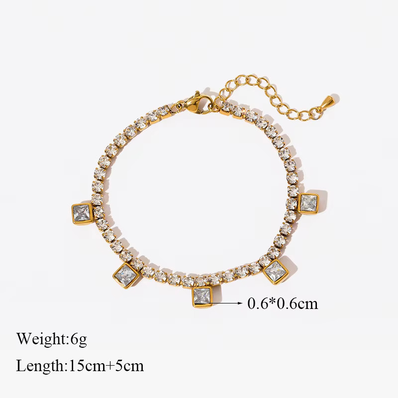 Eilieck Charm Armband, Edelstahl, Zirkonia, Damen, Gold - Bild 2