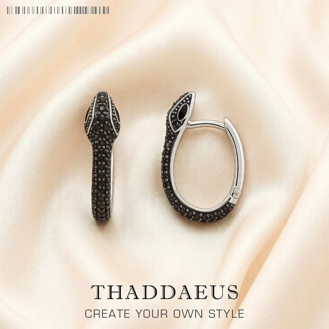 Thaddaeus Creolen, geschwärzt, 925 Sterlingsilber, Unisex - Bild 1