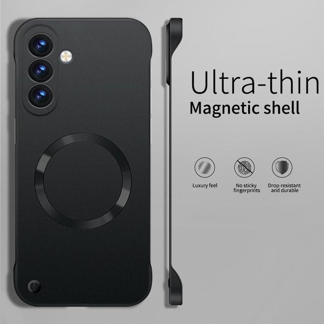 Magnetische Schutzhülle in Schwarz für Samsung Galaxy A17 A37 A57 mit MagSafe Kompatibilität und ultra dünnem Metall-Design aus hartem PC - Bild 1