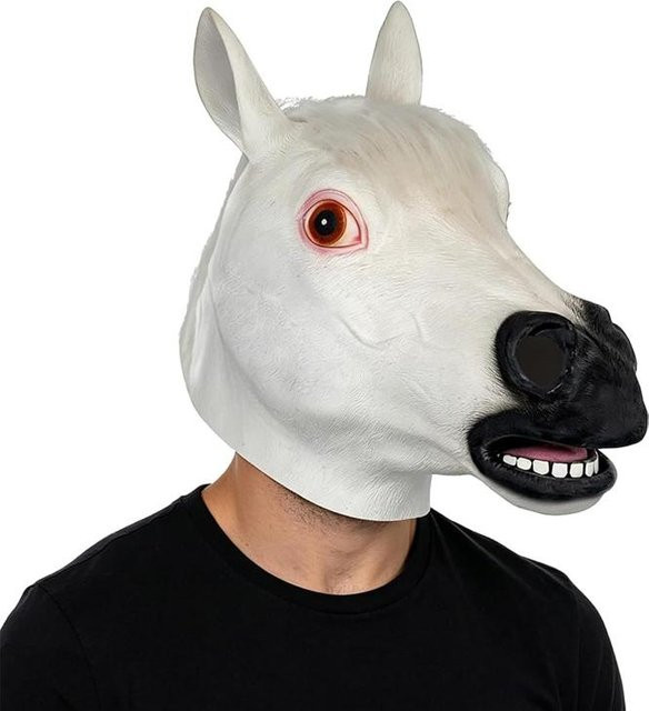 Weiße Pferdekopf-Latexmaske, One size fits all adults, weiß - Bild 1